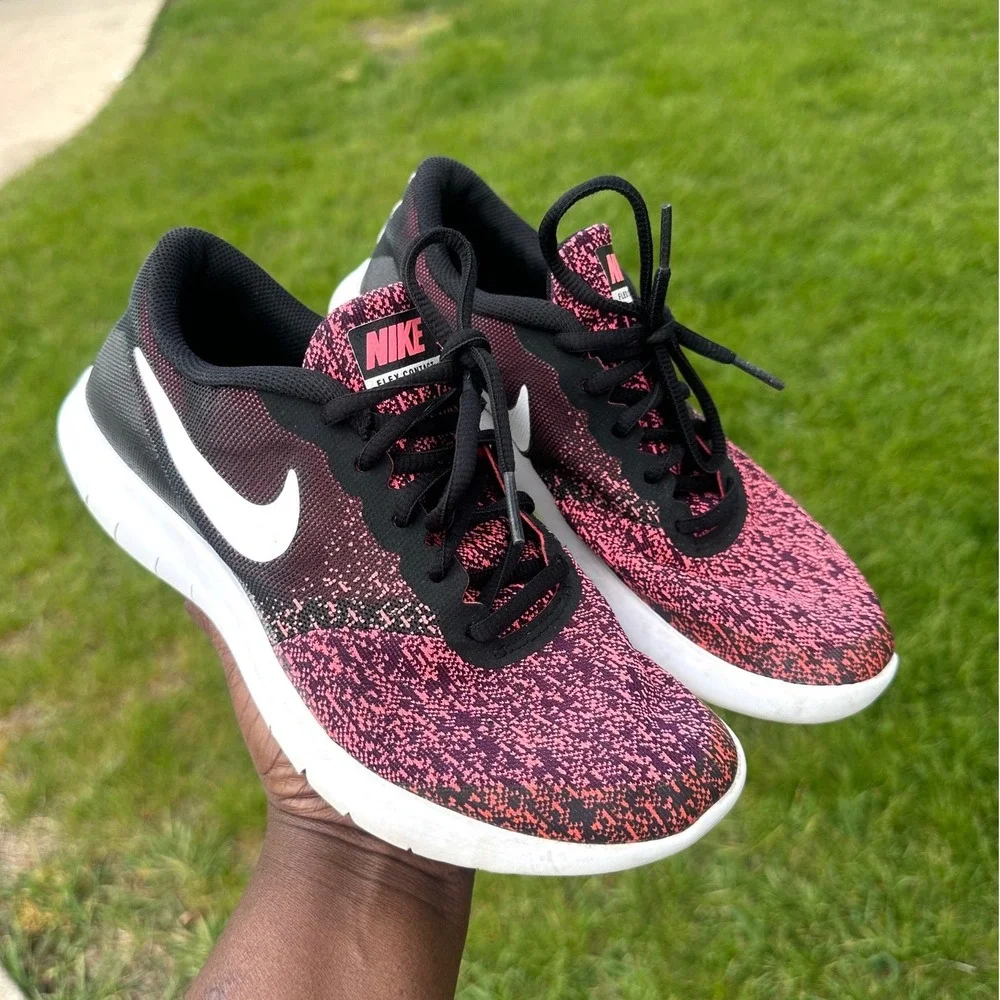 Nike Flex Contact GS Big Kids Athletic Shoes Size 5.5Y Black Pink Sneakers